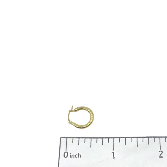 10K 2mm Ribbed Tube Hoop Earrings 0.4g