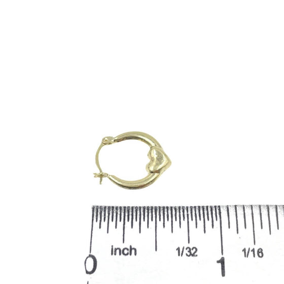 Gold Hoop Small Heart Earrings 0.5" 10kt 0.5g ER000314