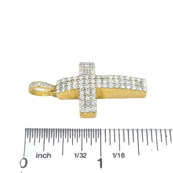 3 Row Diamond Cross Pendant