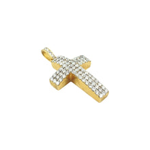  3 Row Diamond Cross Pendant