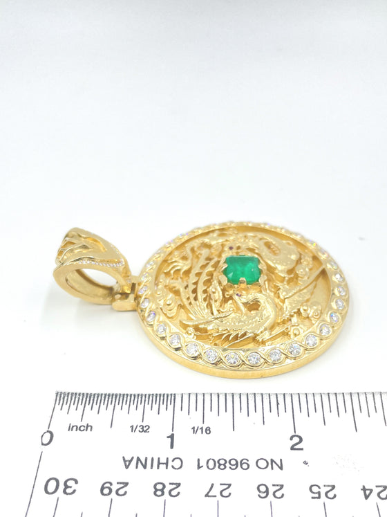 Dragon Diamond & Emerald Pendant