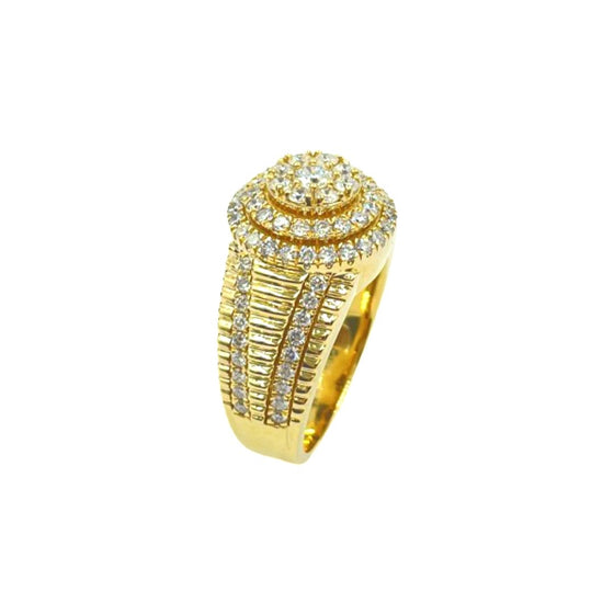 14K Yellow Gold Diamond Round Tiered Ring 2.12 cttw