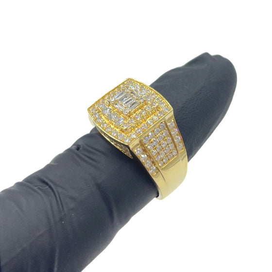14K Yellow Gold Diamond Baguette And Round Square Top 2.14 cttw