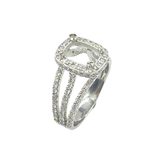Amethyst Diamond Eng Ring 14kt WG 7.8g sz7 1.25cttw 1.5ct(AM) I1-2 G-H RN000453