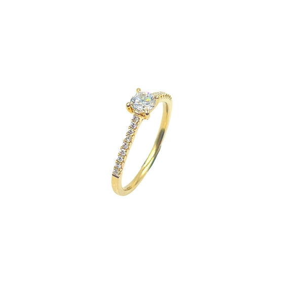 18K Solitaire W/ Accents Engagement Ring 0.40cttw