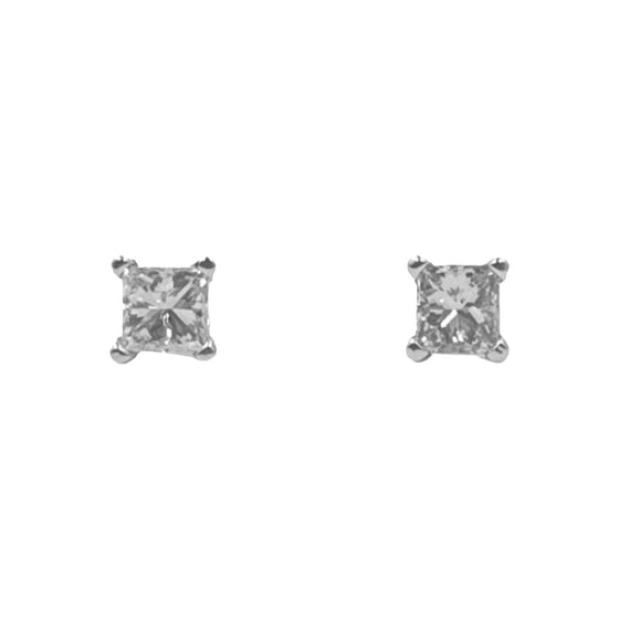 14K 4-Prong Princess Diamond Earrings VS2-I1 GH