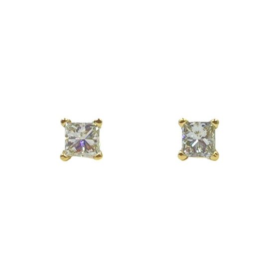 14K 4-Prong Princess Diamond Earrings 0.80cttw Si2 G-H