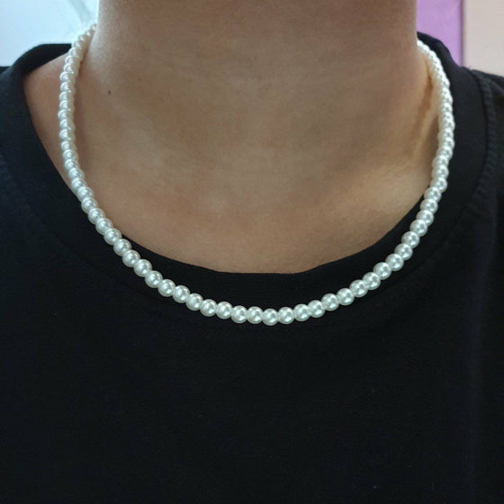 Chinese Pearl Necklace Sterling Silver 113 Pearls 62.9g 34" 7.5mm CHZ00807$