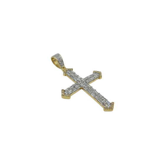 14K Baguette Diamond Cross Pendant 1.79 cttw