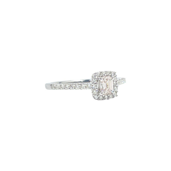 18K Pink Emerald Cut Diamond Engagement Ring 0.46cttw