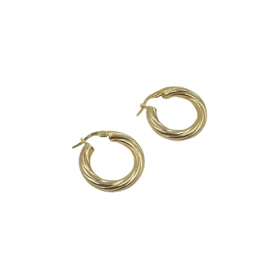 10K 4mm Spiral Hoop Earrings 1"
