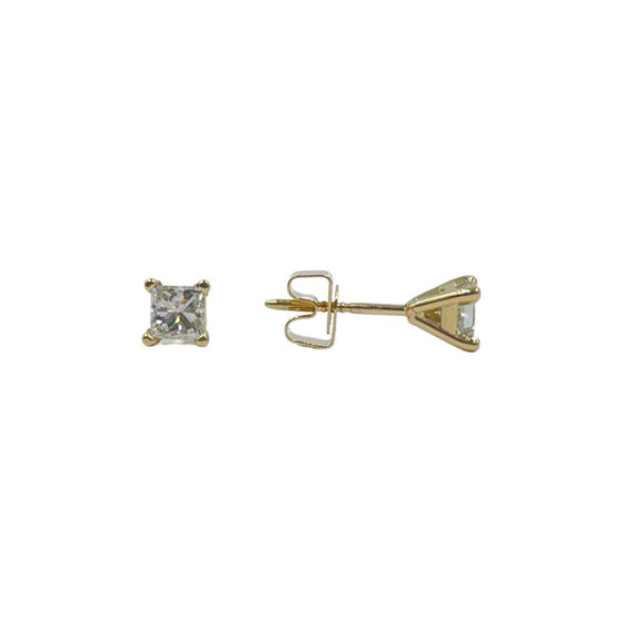 14K 4-Prong Princess Diamond Earrings 0.80cttw Si2 G-H