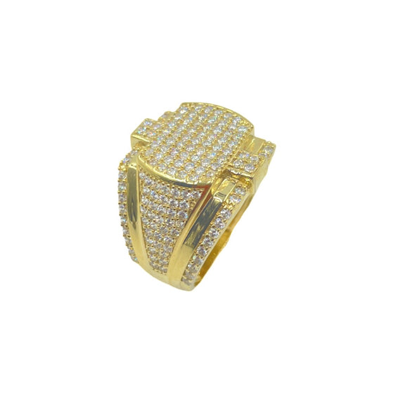 10K Flat Top Mens Ring With Crystals