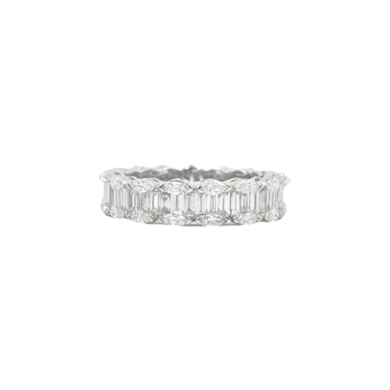 18K White Gold Baguette and Marquise Diamond Eternity Ring 2.62cttw