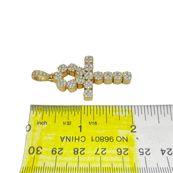 10K Yellow Gold Ankh Pendant Diamond 2.14cttw