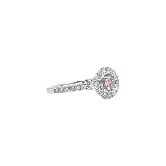 18K Pink Diamond Halo Engagement Ring 0.69cttw