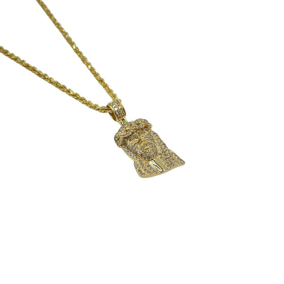 14K Diamond Jesus Head Pendant 1.73 cttw