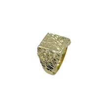  10K Yellow Diamond Cut Square Nugget Ring