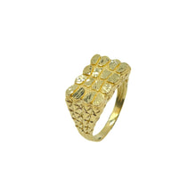  10K Yellow Gold Square Diamond Cut Nugget Ring 5.8g
