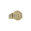 10K Yellow Gold Bitcoin Jubilee Ring With Crystals 7.8g