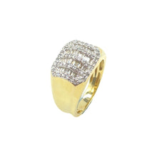  10K Baguette and Round Octagon Top Ring 0.87cttw