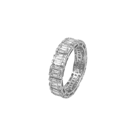 18K White Gold Baguette and Round Eternity Ring 2.07cttw