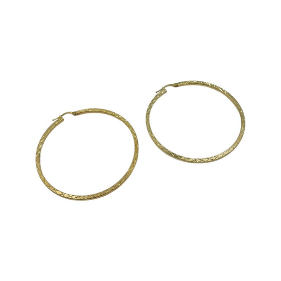 10K Criss-Cross Hoops Earrings 2.1"