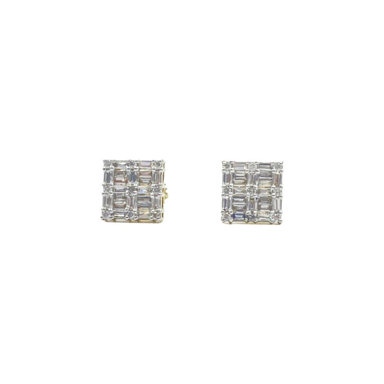 10K Baguette Cluster Earrings 0.50cttw