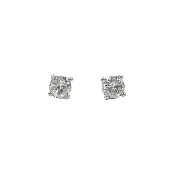 14K White Gold Basket Set Diamond Stud Earrings 0.67cttw