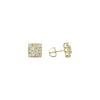 10K Baguette and Round Square Earrings 1.03cttw